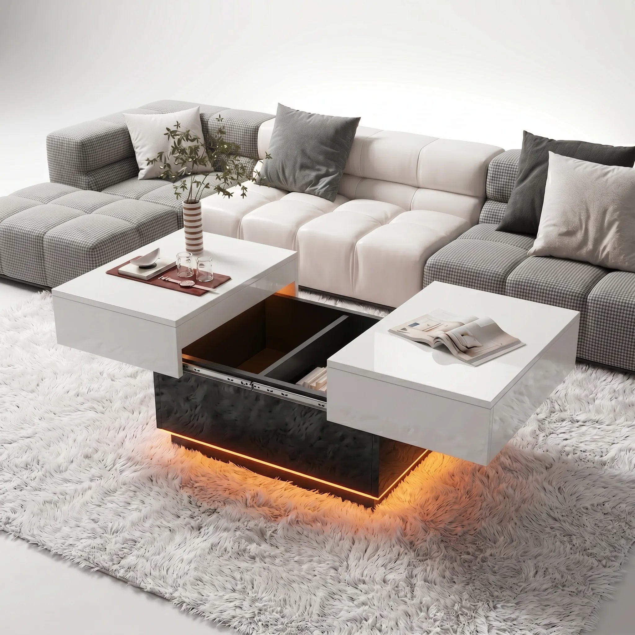 Table basse extensible avec éclairage LED RGB Ulvora