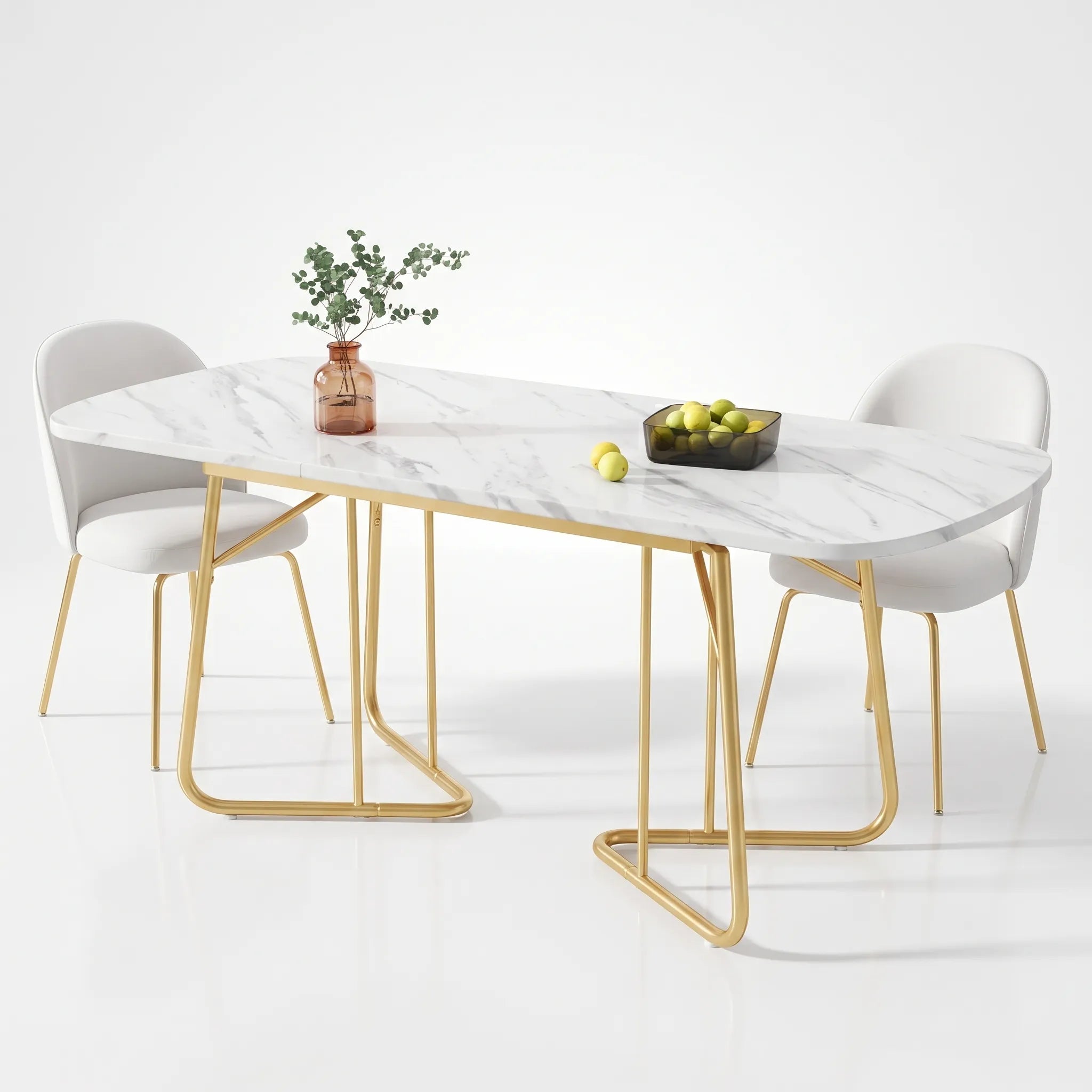 Table à manger extensible effet marbre Lumaria