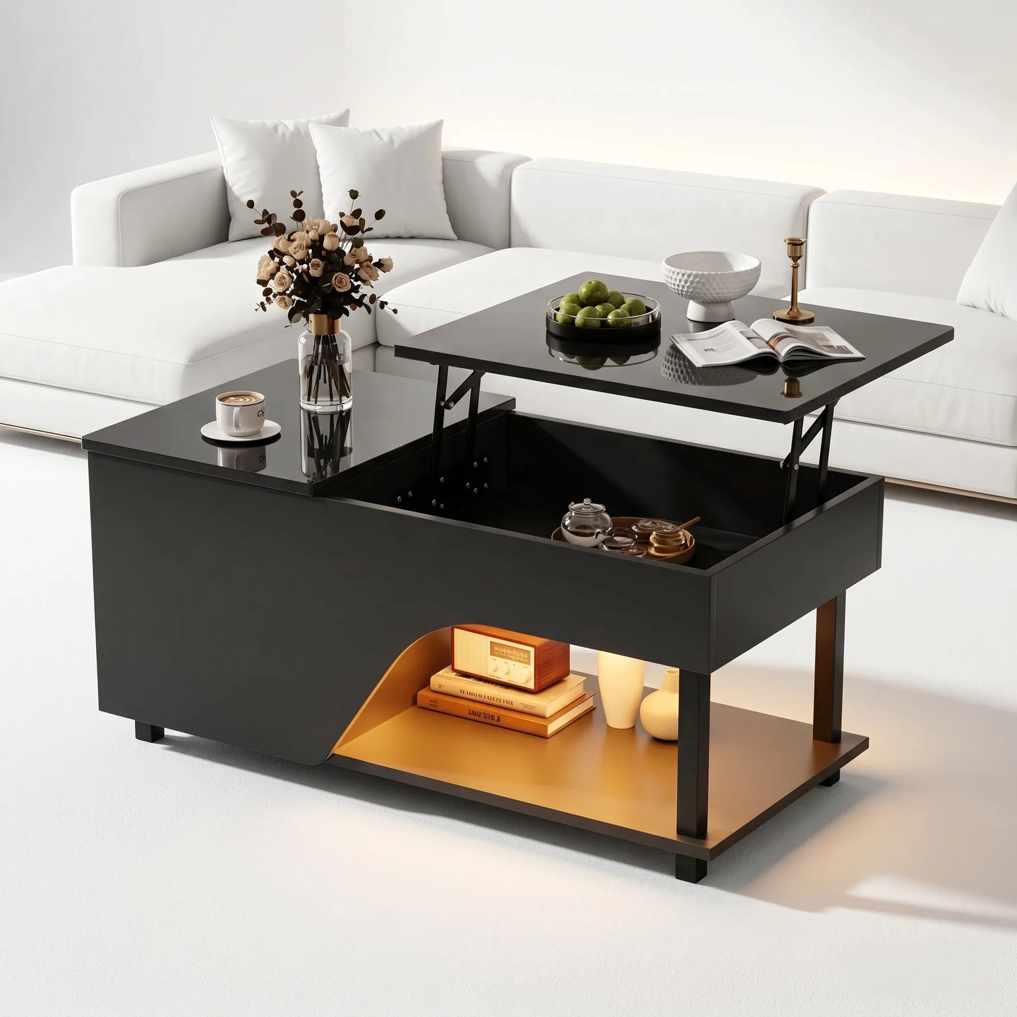 Table basse relevable design perforé Wexlia