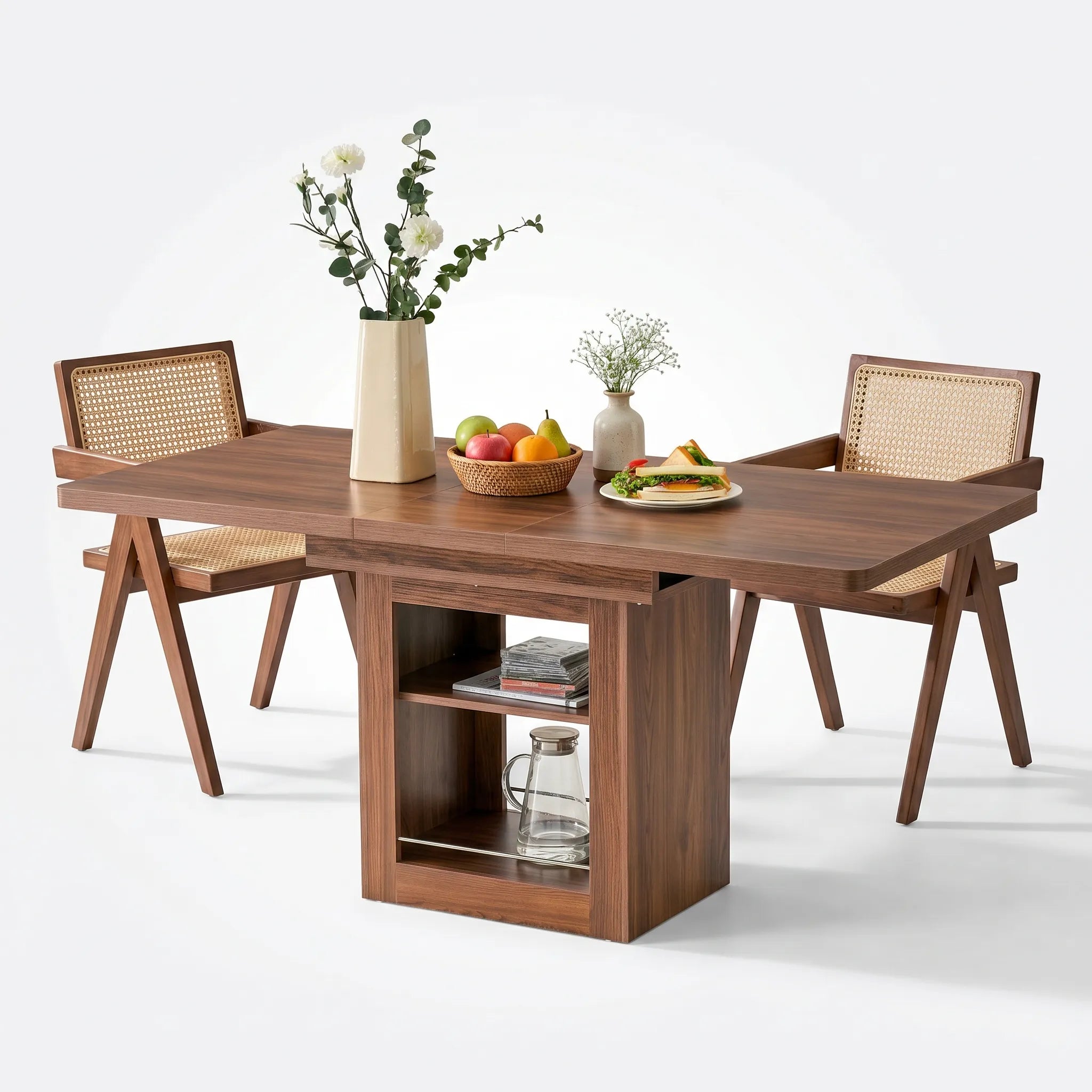 Table à manger extensible avec rangement Ivarna