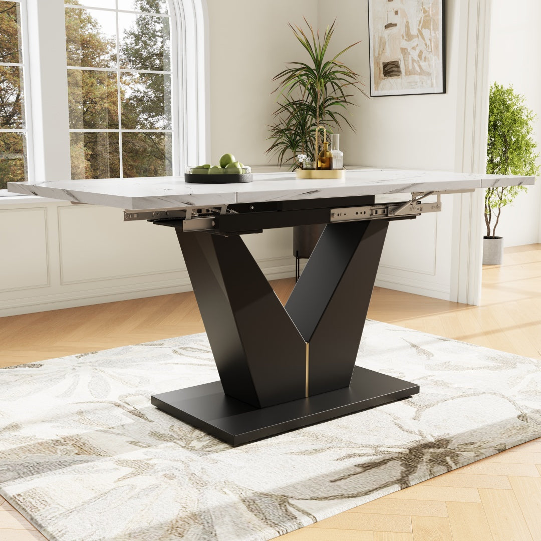 Table à Dîner Télescopique Extensible 99-159cm Bois MDF Moderne