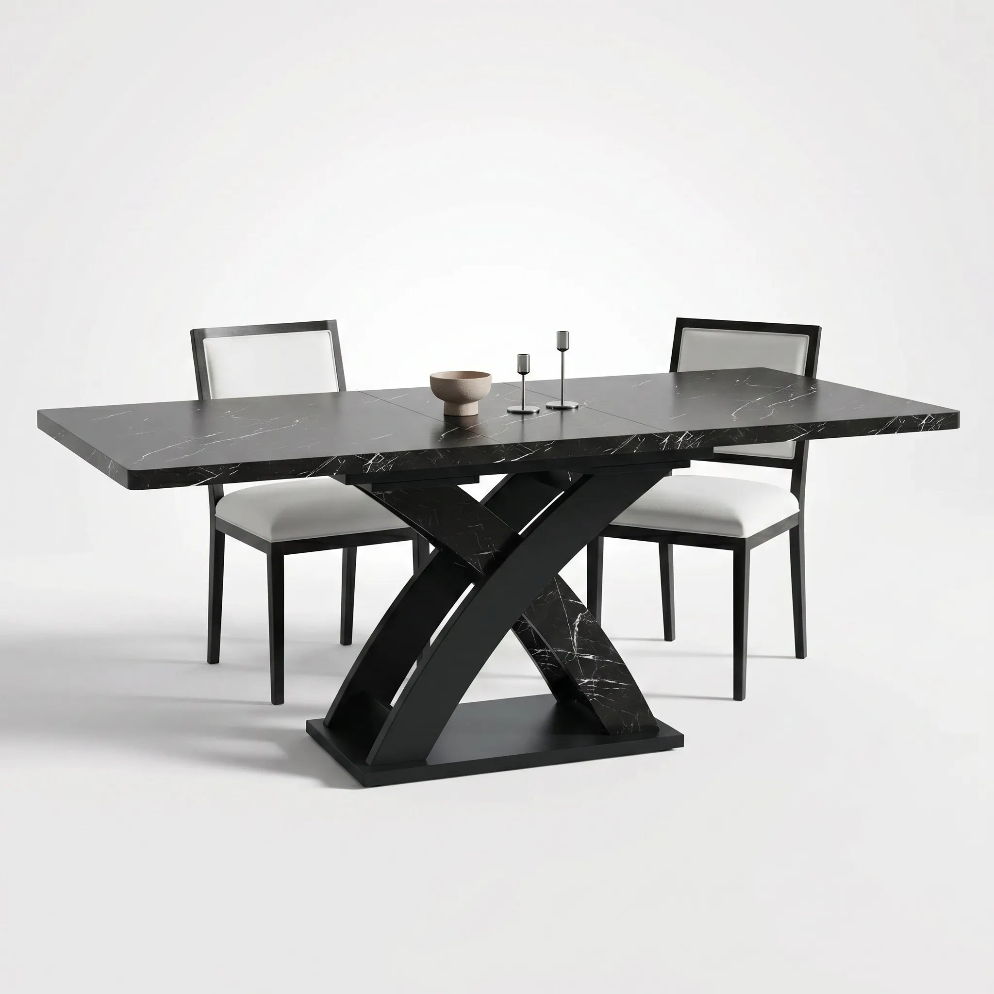 Table à manger extensible traverses en X Pravela