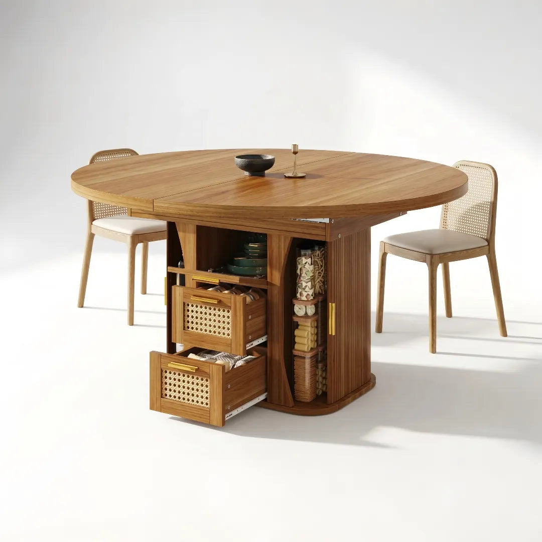 Table à manger extensible avec rangement Jarelio
