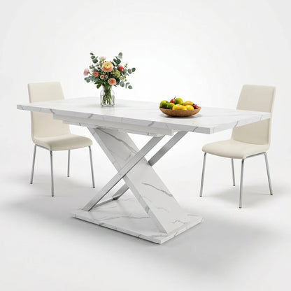 Table à manger extensible effet marbre Frostane