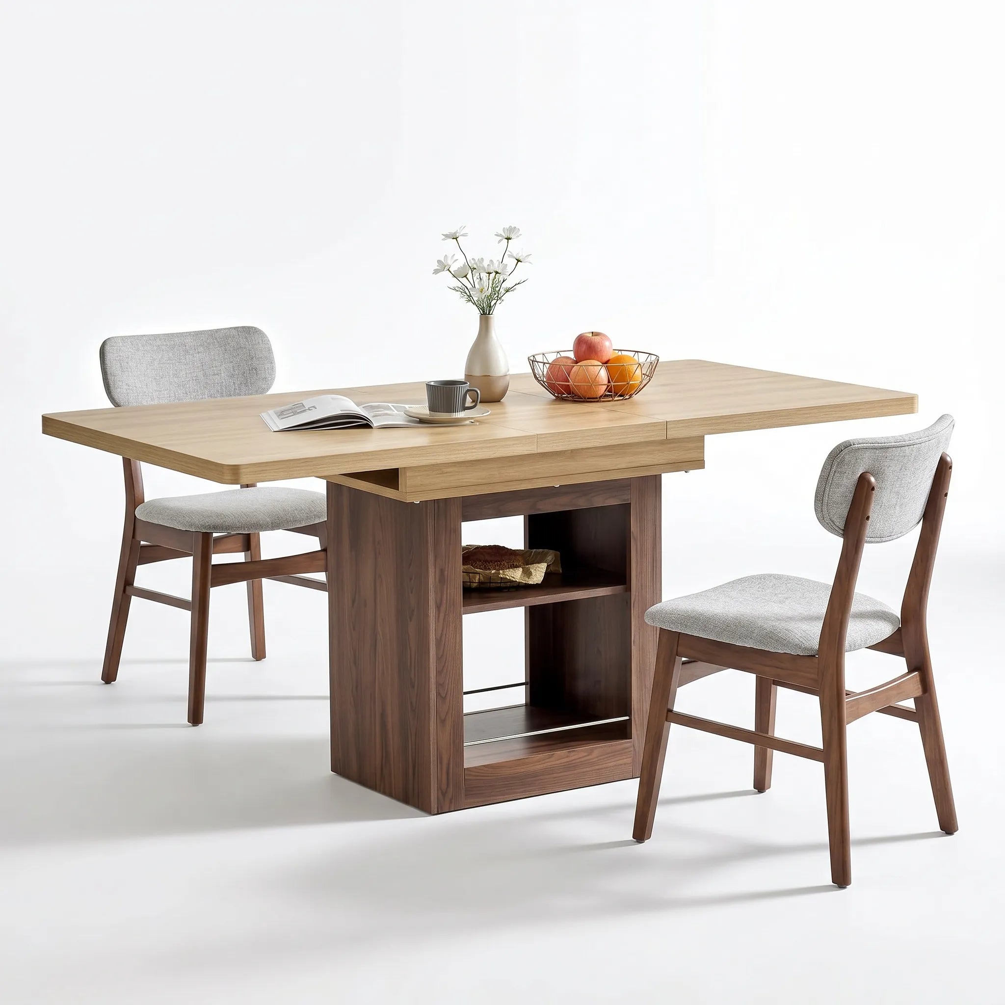 Table à manger extensible avec rangement Ivarna