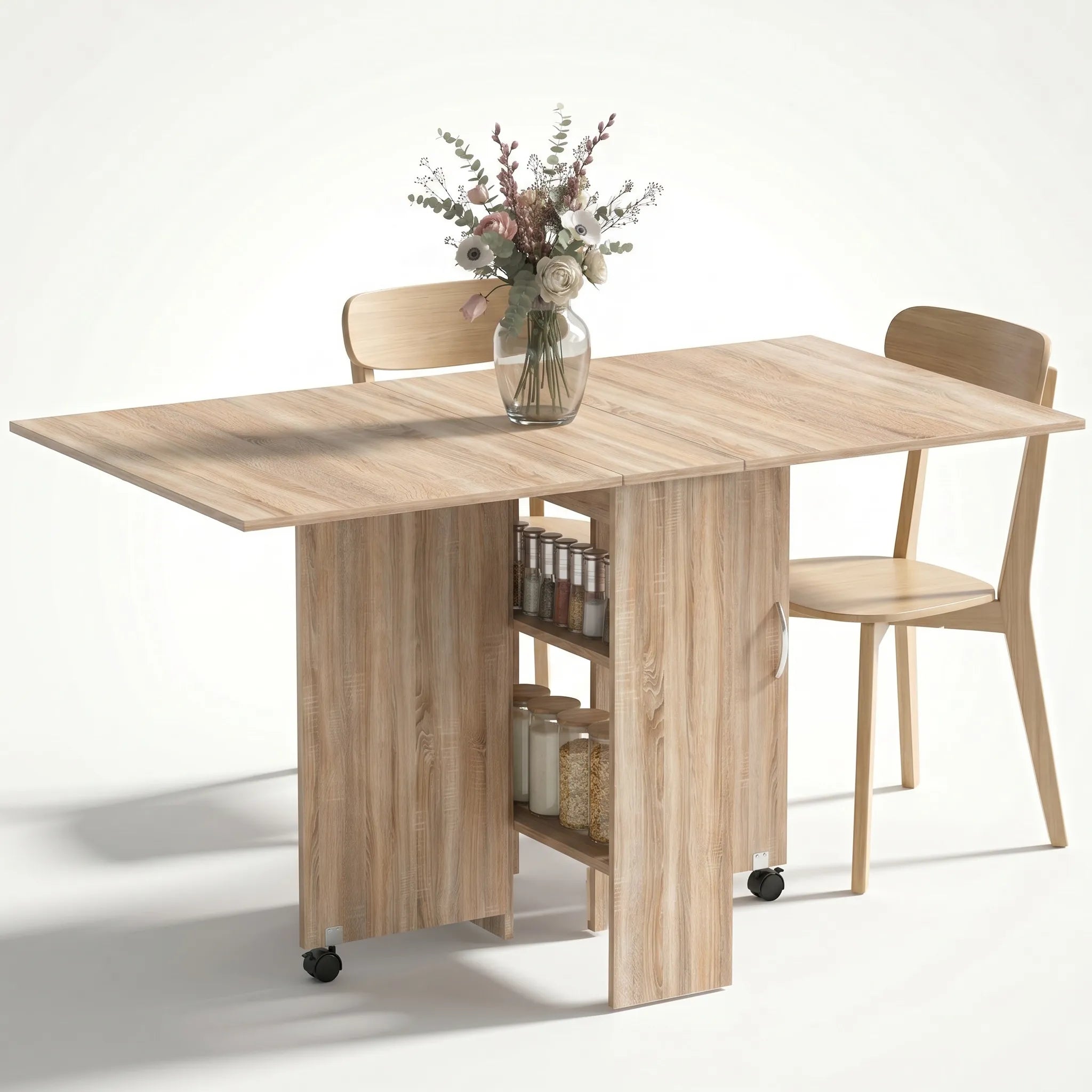 Table à manger pliante mobile sur roulettes Wislora