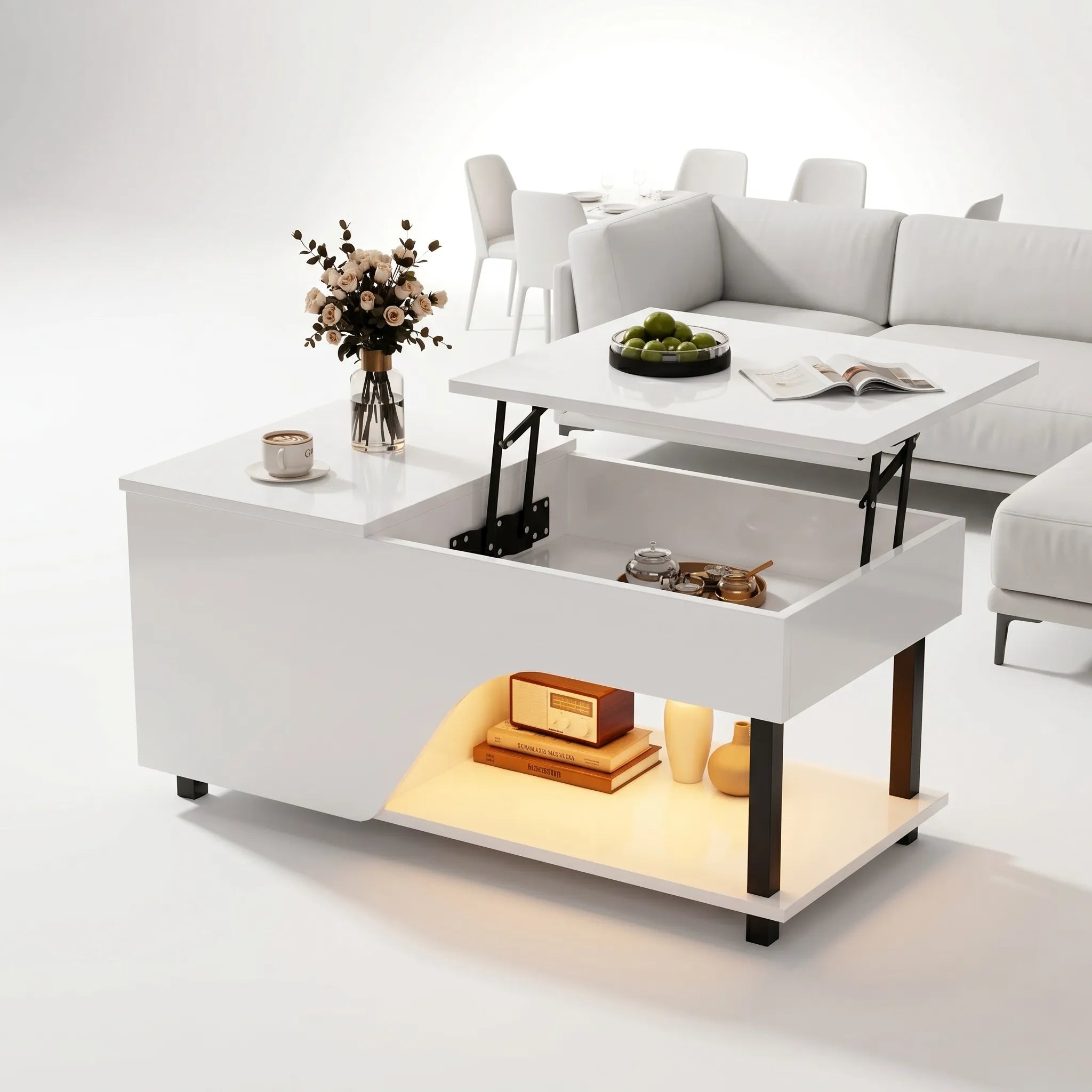 Table basse relevable design perforé Wexlia