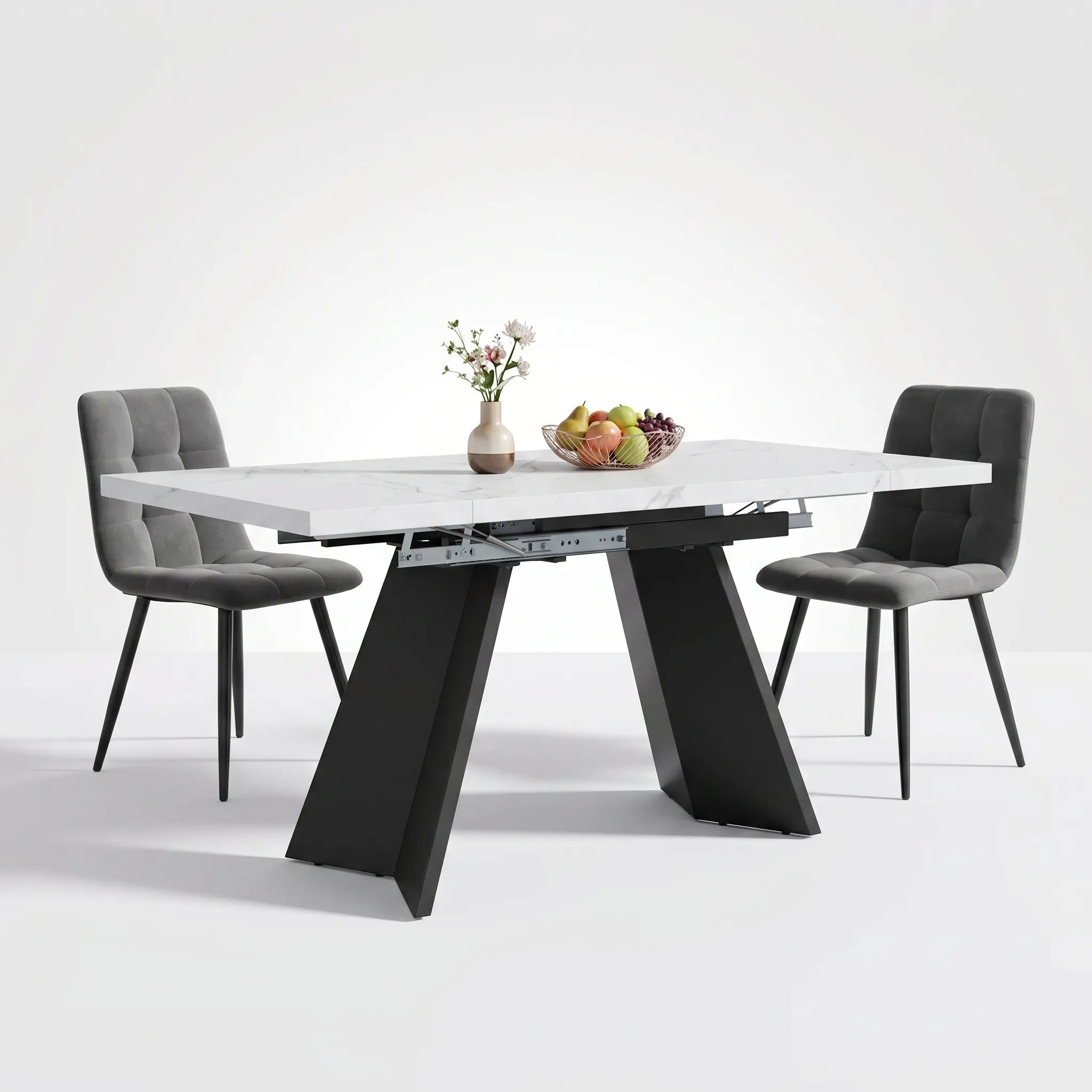 Table à manger extensible effet marbre Mirelio
