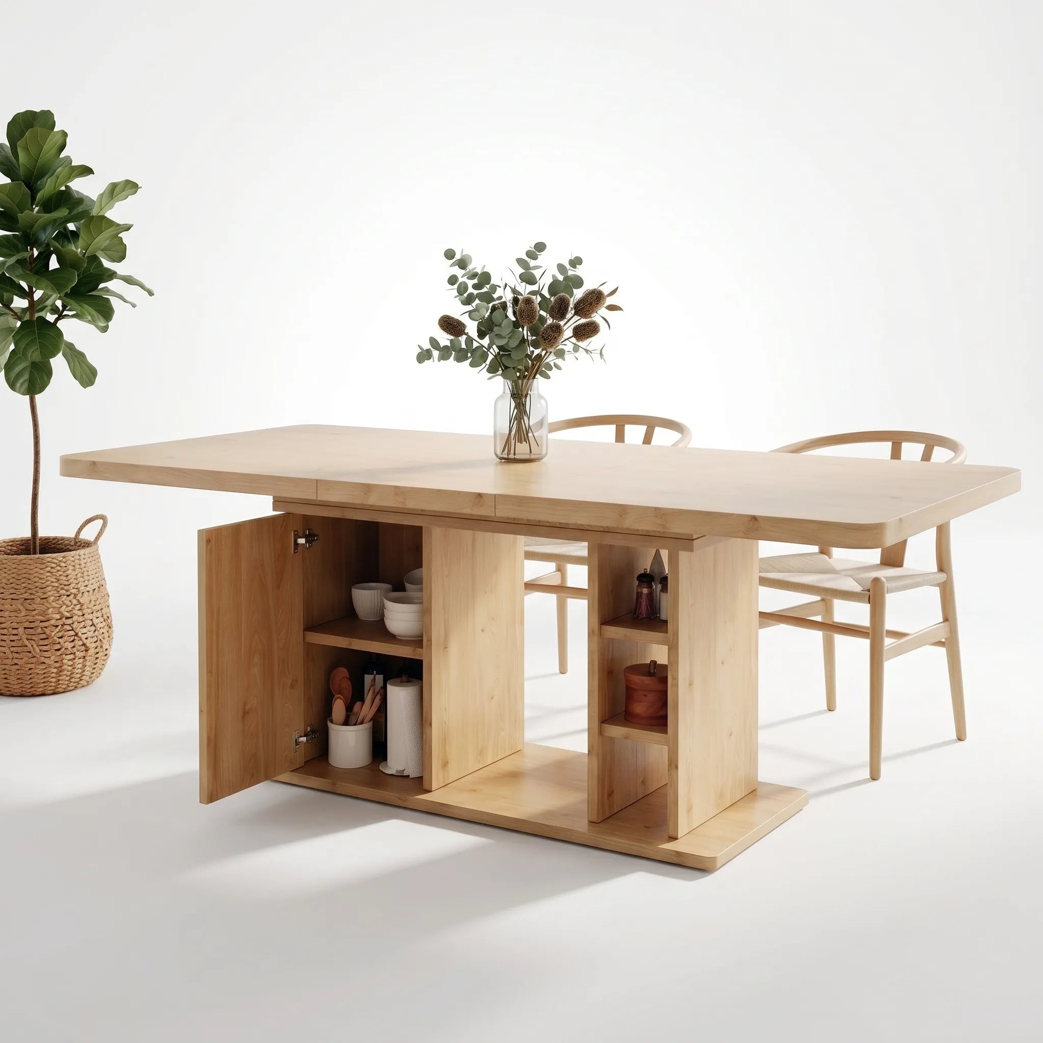 Table à manger extensible avec rangement Selvara