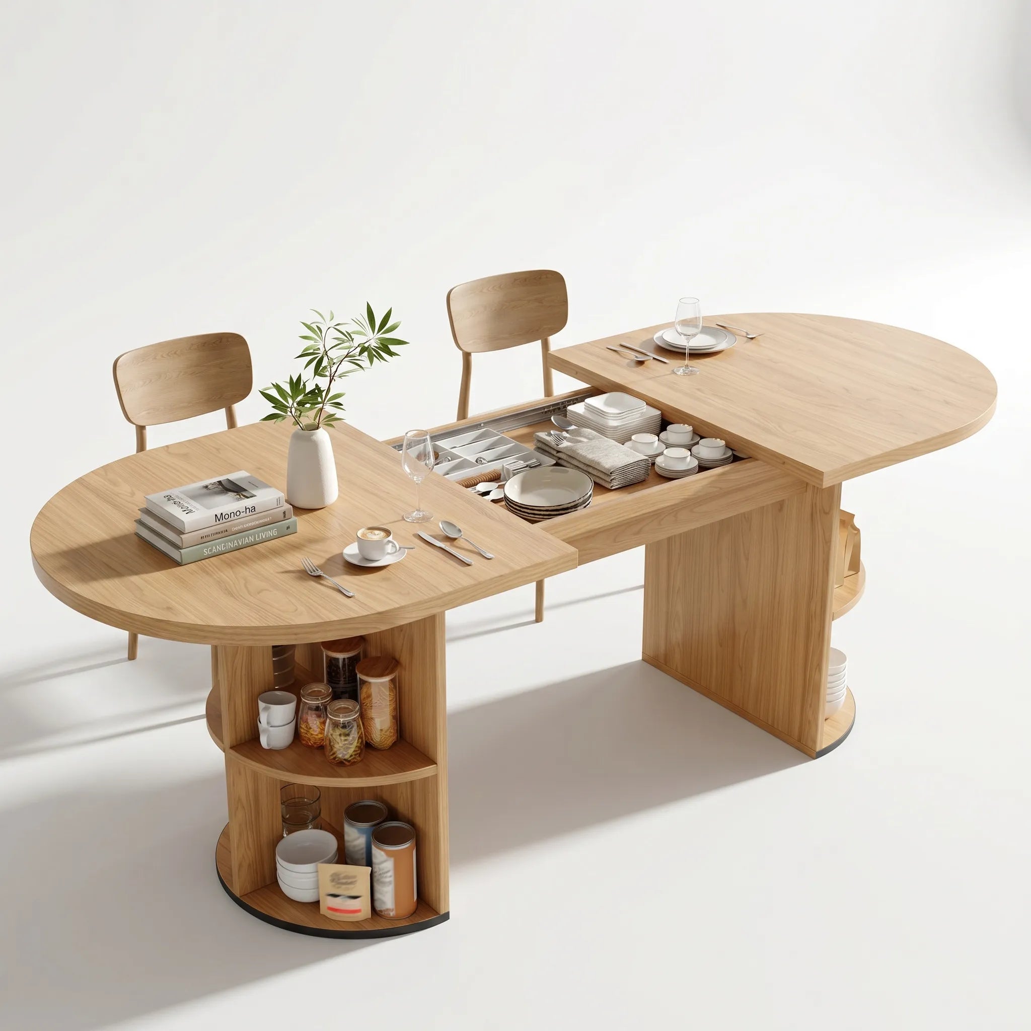 Table à manger extensible sur pied central Bellora