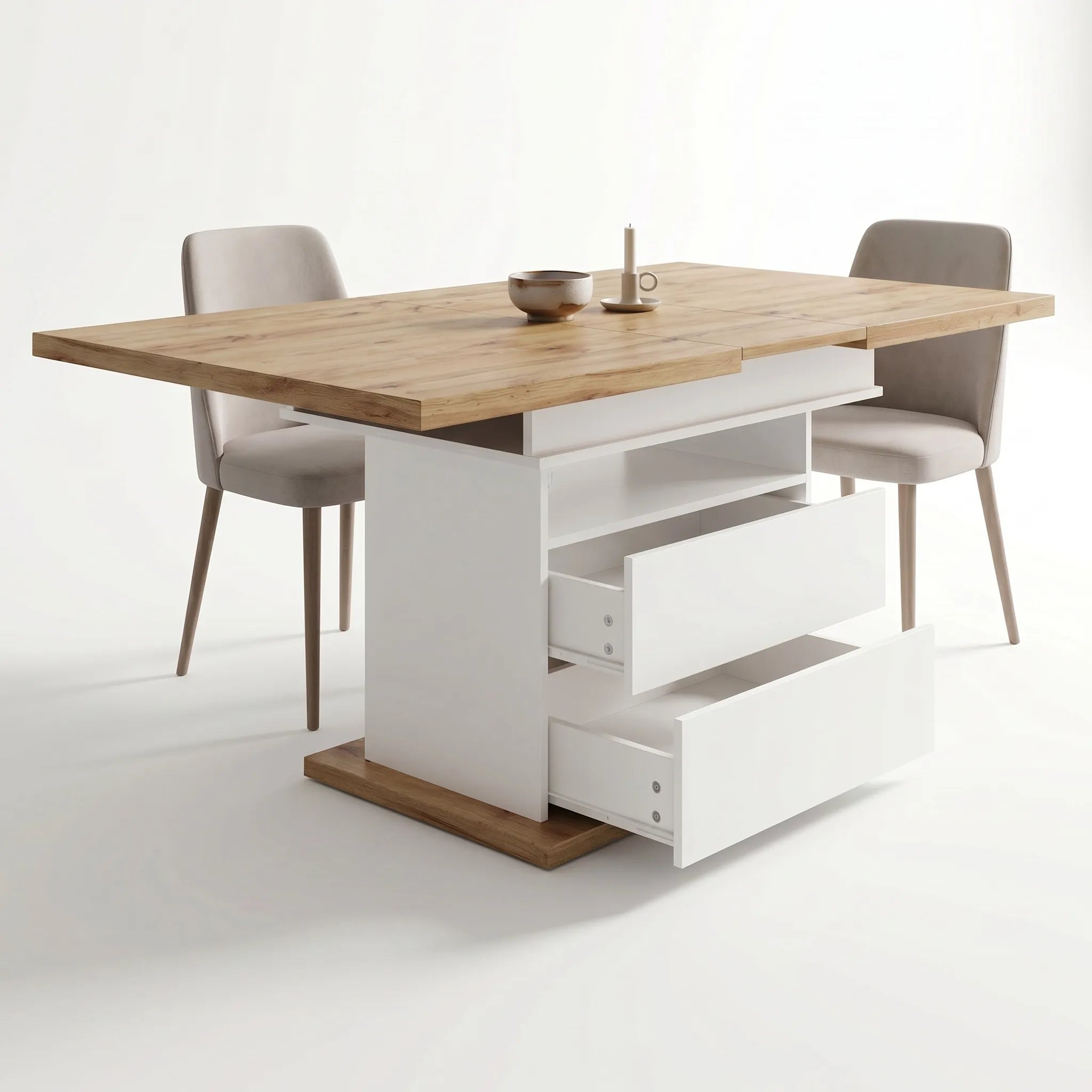 Table à manger extensible avec rangement Estraia
