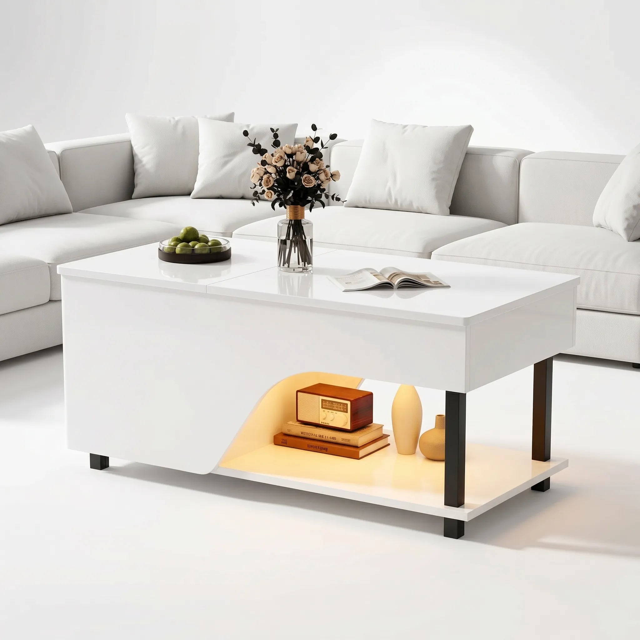 Table basse relevable design perforé Wexlia