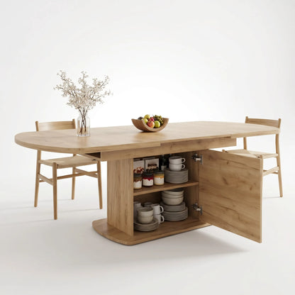 Table à manger extensible avec rangement Torvea
